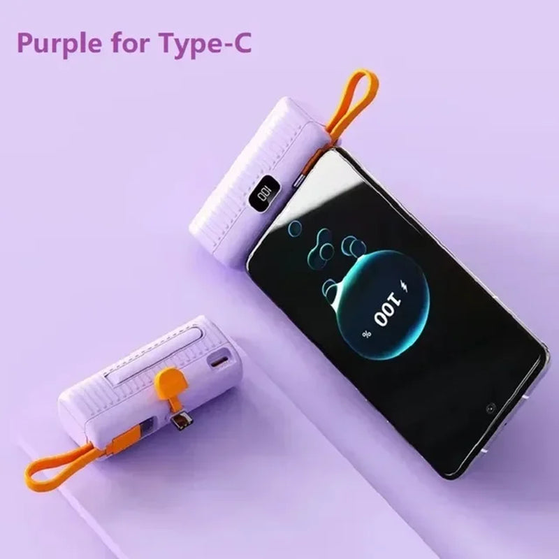 30000Mah Power Bank Fast Charging Emergency External Battery Digital Display Built-In Data Cable Plug and Play for Iphone Type-C