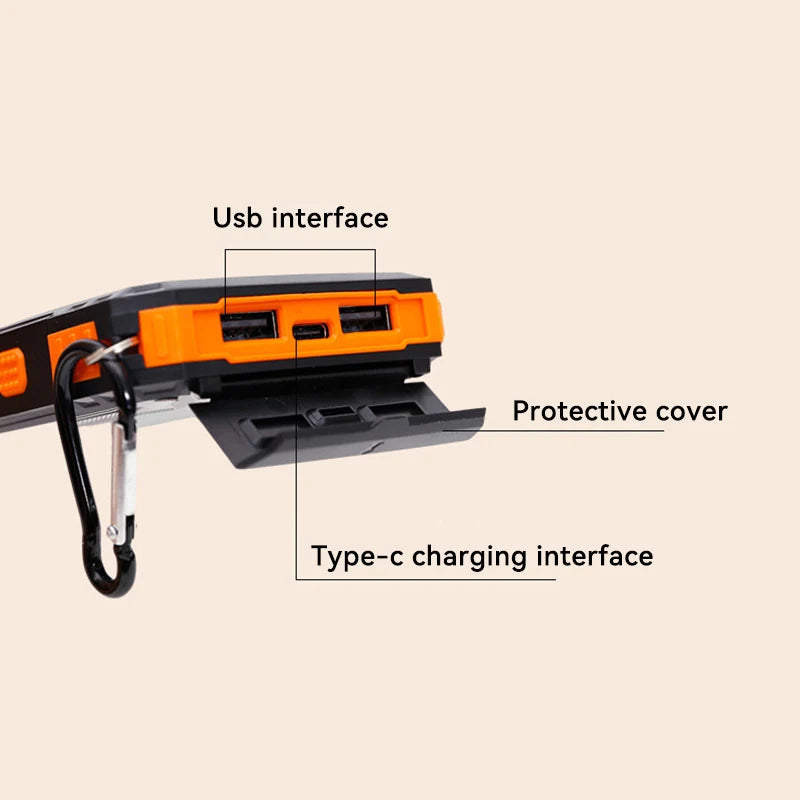 200000Mah Solar Power Bank Outdoor Wild Fishing Camping Ultra-Large Capacity Mobile Power Portable with Compass Rapid Charging ﻿