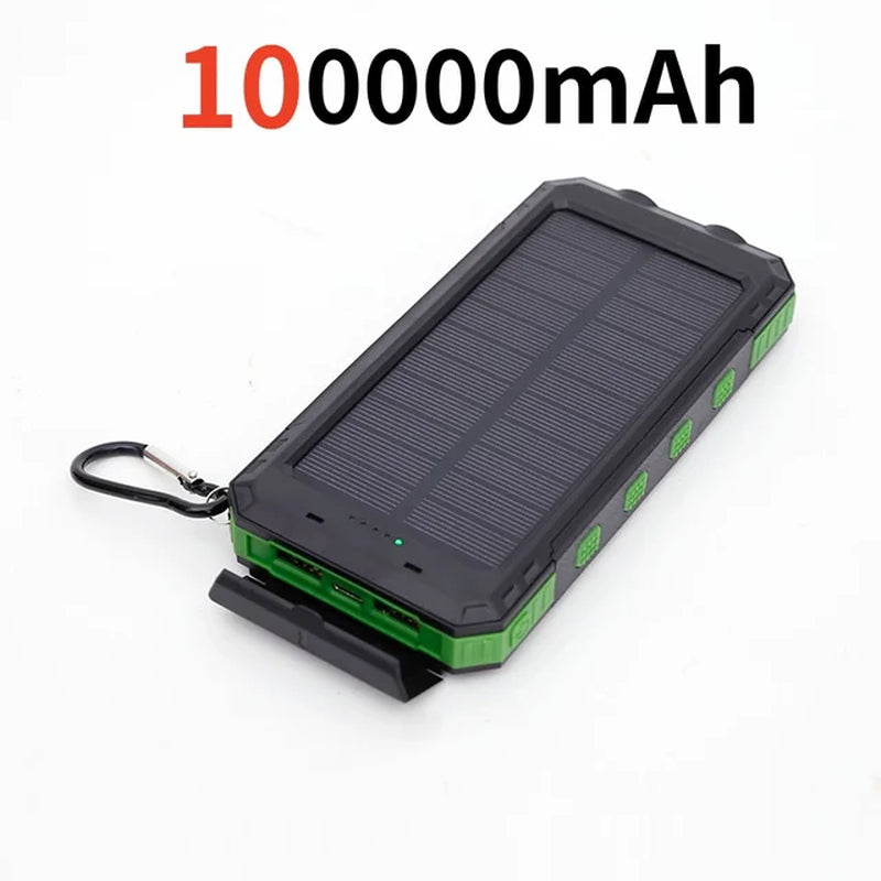 200000Mah Solar Power Bank Outdoor Wild Fishing Camping Ultra-Large Capacity Mobile Power Portable with Compass Rapid Charging ﻿